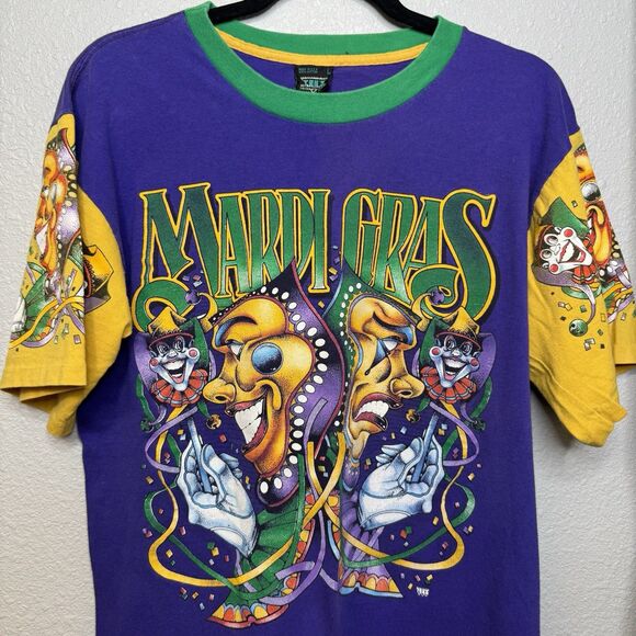New Orleans Mardi Gras T- Shirt Mens L Single Stitch Tee's Unlimited Vintage - Picture 4 of 8